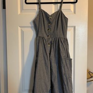 button down gingham maxi dress with pockets